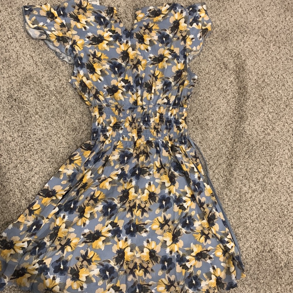 American Rag XS Blue/Yellow flower dress with corset lace up - Picture 4 of 4